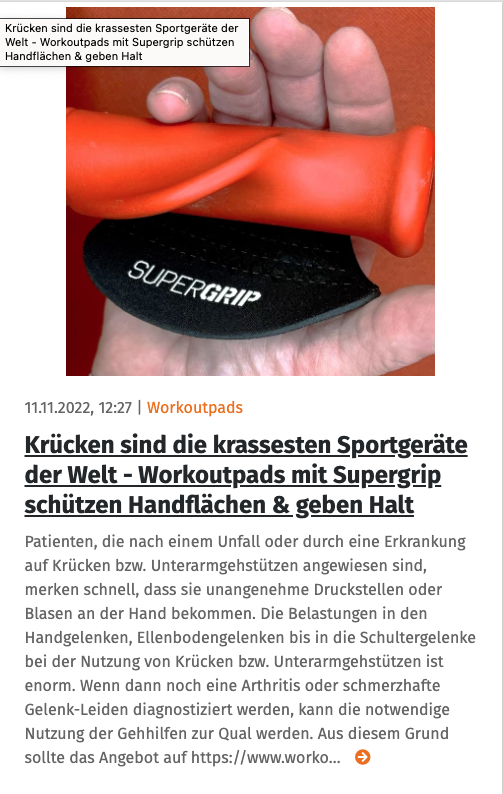 Krücken Polster Handschutz workoutpads grip pads