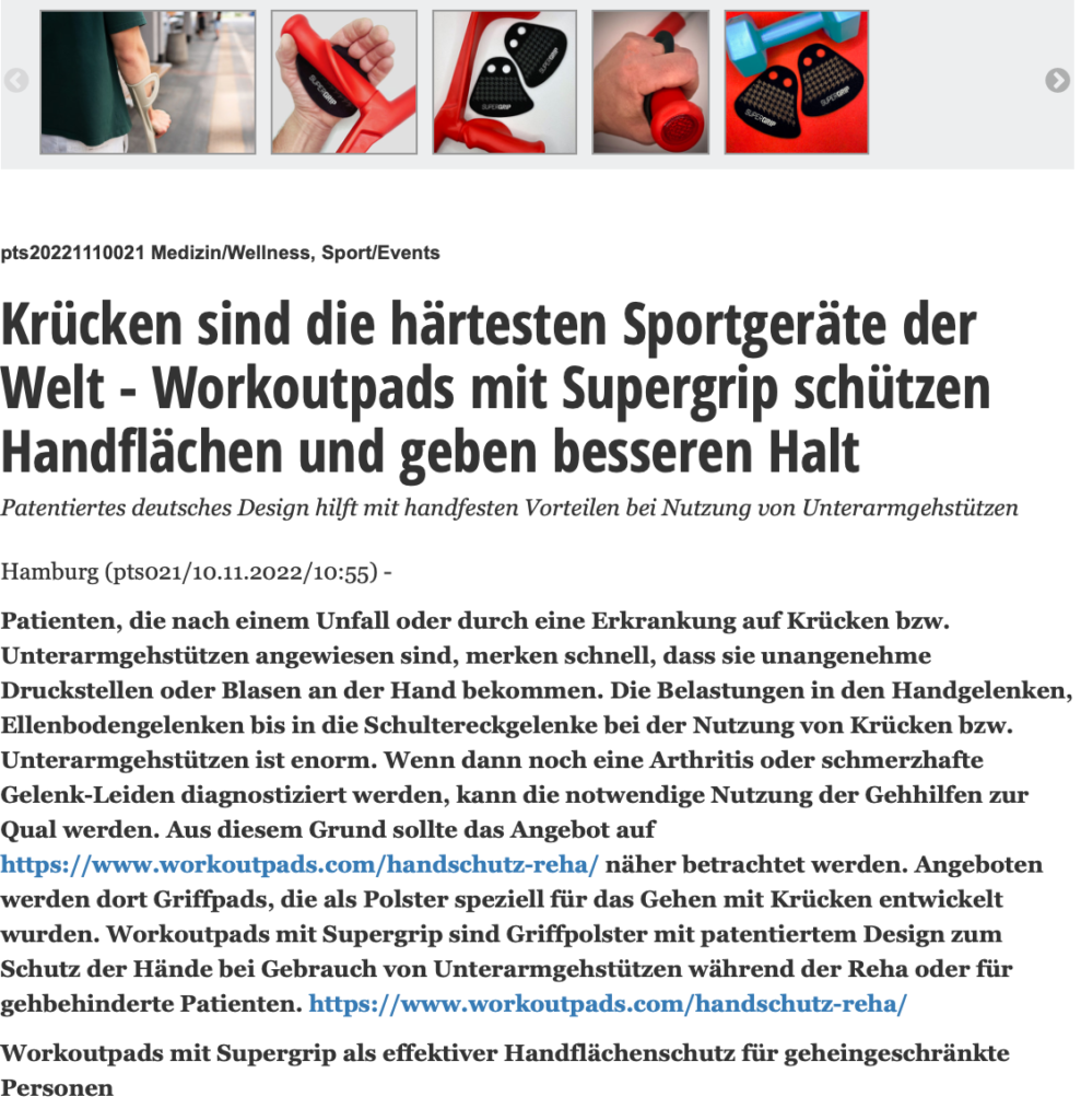Veröffentlichung zu Workoutpads Grip Pads als Handschutz Griffpolster auf